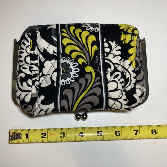 Vera Bradley Baroque Black Yellow Travel Kiss Lock Lined Cosmetic Makeup Bag - Picture 3 of 16